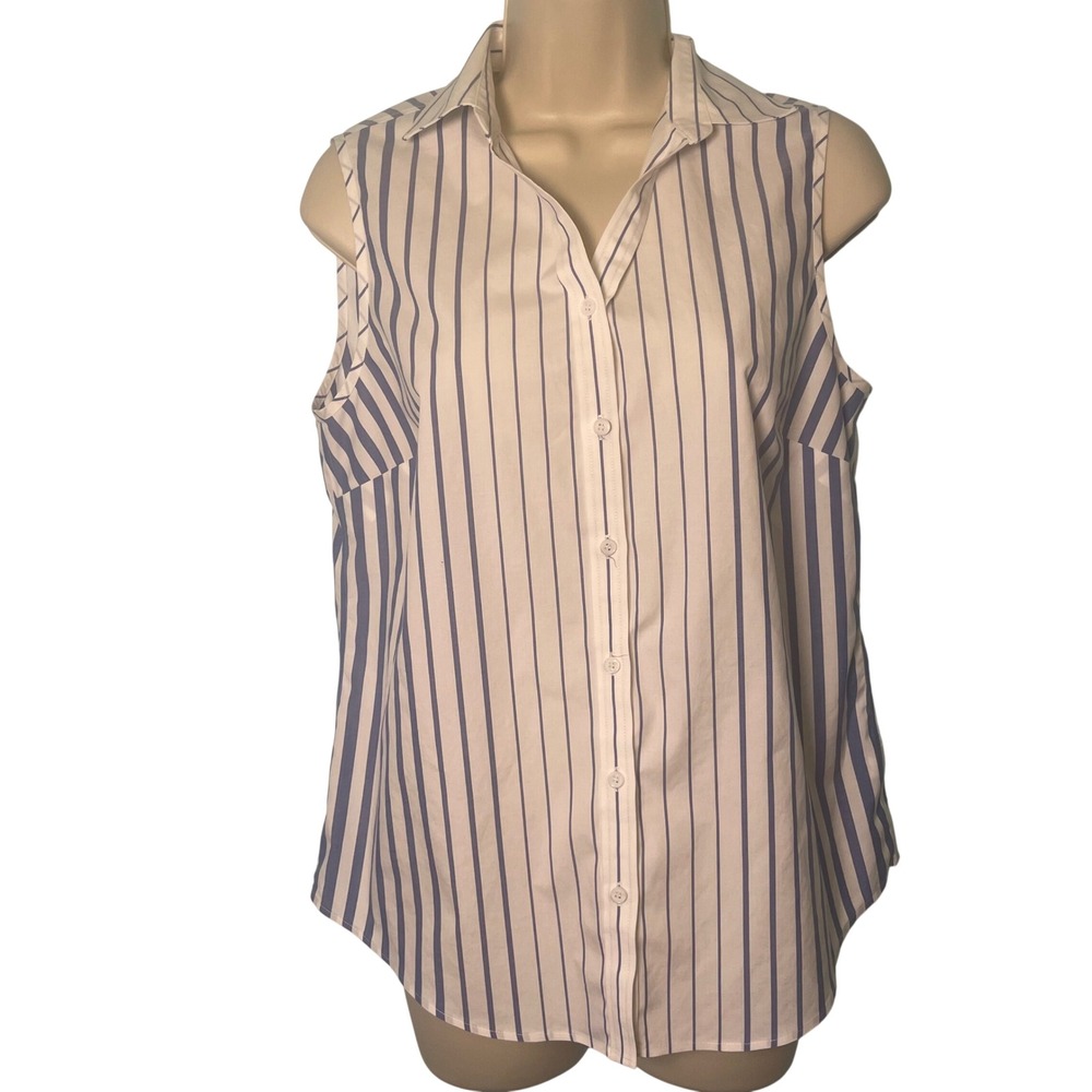 Talbots Striped Sleeveless Button Down Shirt‎ Size 6 Preppy Classic Career